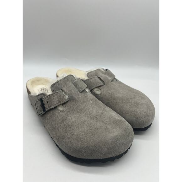 Birkenstock Boston Shearling Stone Coin Suede Leather Men's Size 9 New - Picture 11 of 16